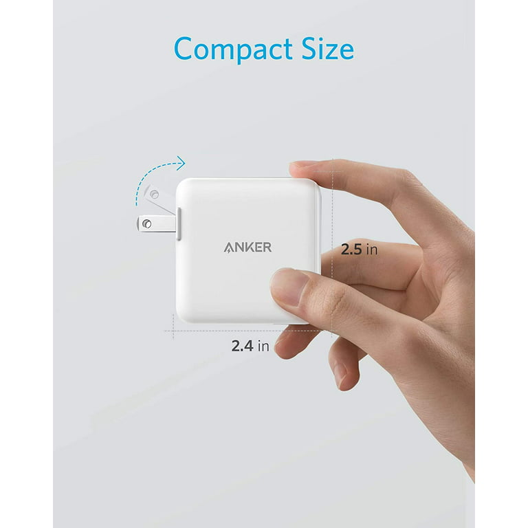 Anker 32W 2 Port Charger with 20W USB C Power Adapter, PowerPort PD 2 with Foldable Plug, White, Size: 14 in