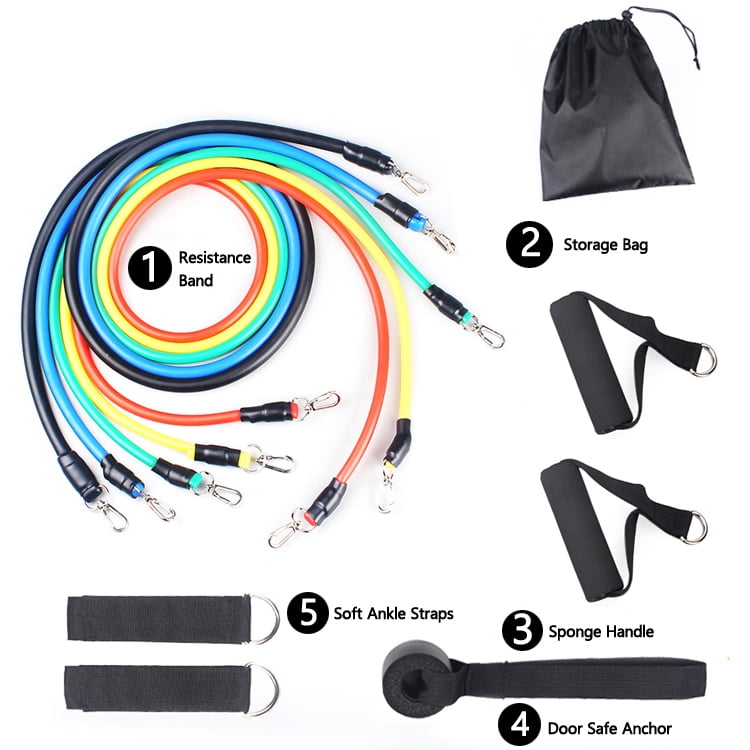 11X Resistance Bands Workout Exercise Crossfit Fitness Yoga Training Tubes Set 