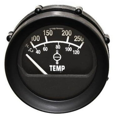 Faria Boat Marine Temperature Gauge GP0489A | Euro Black / Black 2 Inch