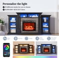 thumbnail image 2 of LGHM 72" Fireplace TV Stand for 75 inch 80 inch TV with Charging Station & LED Lights, Electric Fireplace with Mantel, Farmhouse Entertainment Center with 23" Electric Fireplace, White Brown, 2 of 11