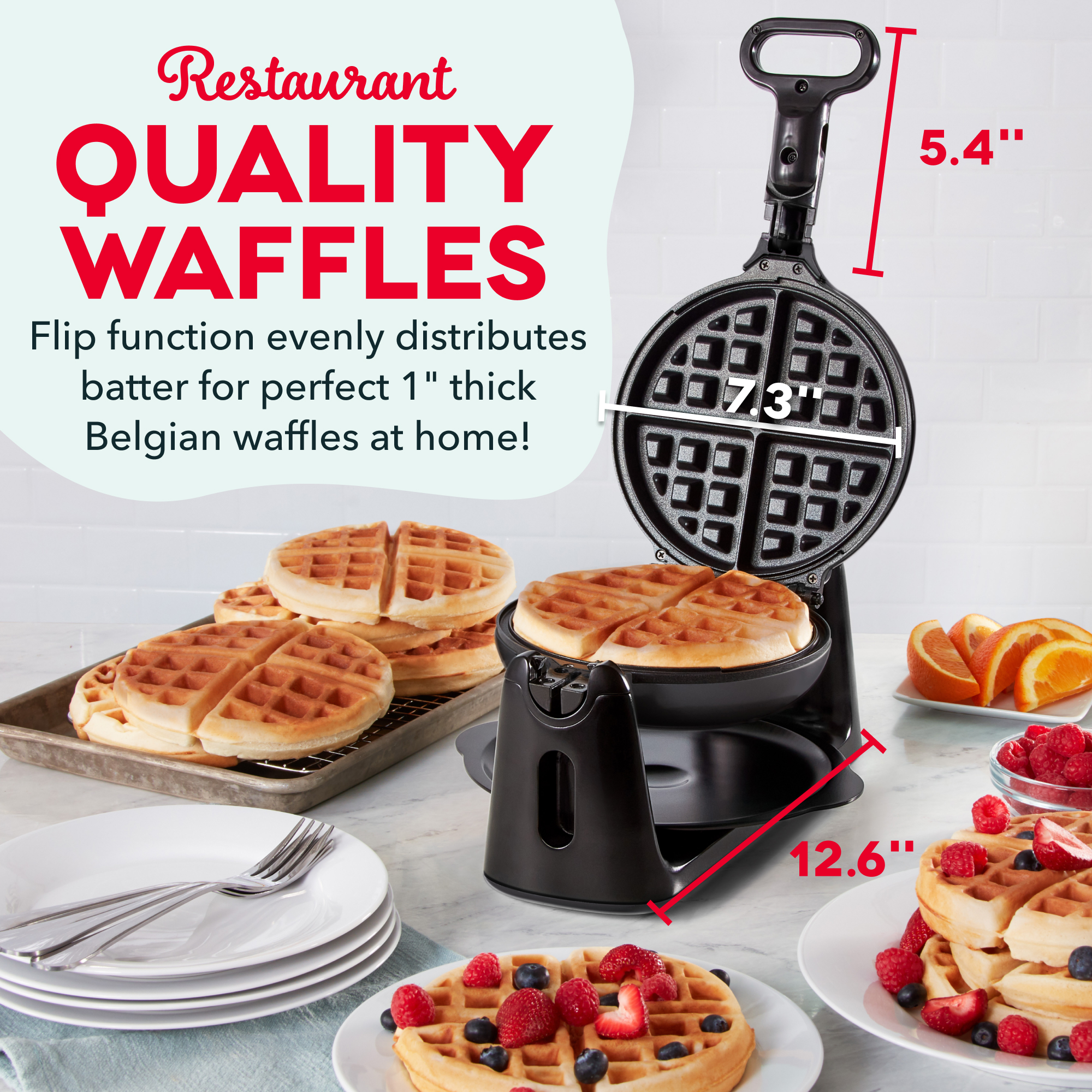 Dash Flip Belgian Waffle Maker, 6.5 Inch Nonstick, Black photo 2