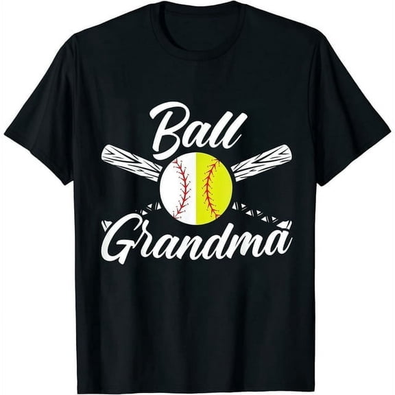 Retro Ball Grandma Baseball Softball Fan Graphic T-Shirt Vintage Sports Supporter Tee for Women