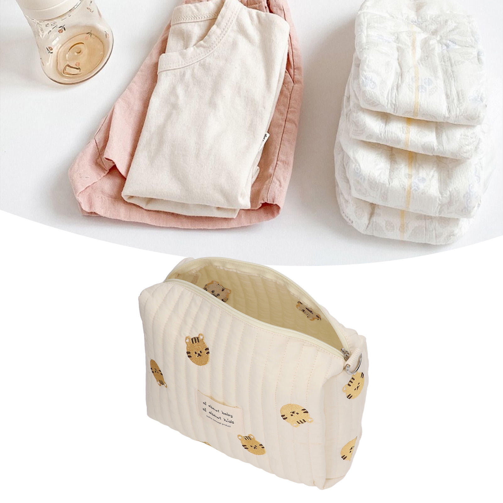 LAZIOEGR Stroller Diaper Bag Organizer for Infants, Newborns & Toddlers - Soft Cotton, Large Capacity, Tiger-Pattern Embroidery, Multi-Use Travel Pouch