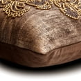 thumbnail image 2 of The HomeCentric Euro Sham, Brown Pack of 2, 26x26 inch (65x65 cm) Euro Shams, Suede Foil & Beaded Euro Shams For Sofa, Damask Pattern Modern Style Easter - Aureate Brown, 2 of 3