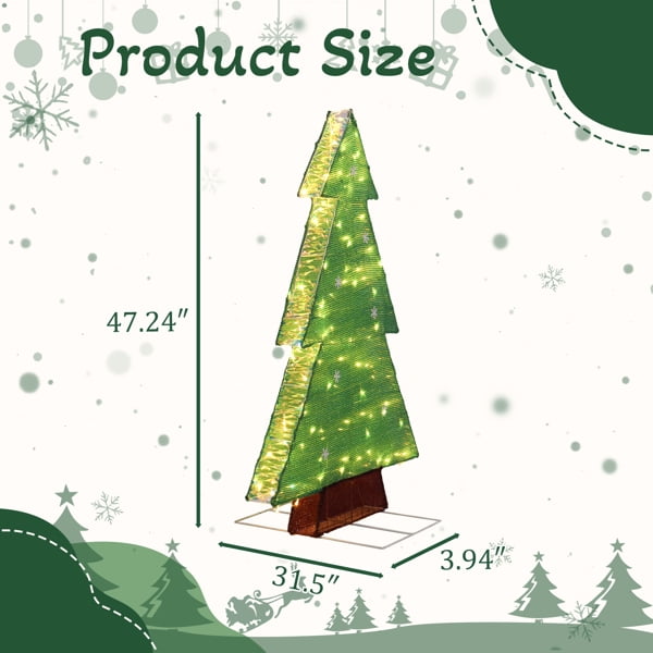 Alvantor 4 ft Lighted Christmas Tree with 110 Warm White LED Lights, Indoor and Outdoor Christmas Decorations