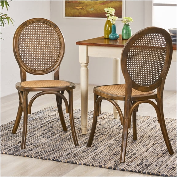 JERFIT Modern Rattan Dining Chair, Brown Woven Pattern Side Chair for Kitchen, Dining Room, Cafe, Patio Bistro Setting