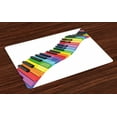 thumbnail image 1 of Ambesonne Music Place Mats Set of 4, Vibrant Keyboard Arts, Standard Size, Multicolor, 1 of 4
