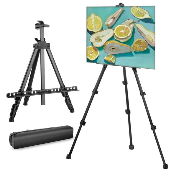 ProArt Metal Tripod Easel Stand for Painting Canvas - Adjustable Height 17-63 inches - Portable with Bag for Table-top & Floor Drawing
