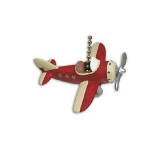Red and White Happy Camper Ceiling Fan Light Dimensional Pull 