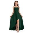 thumbnail image 2 of AHTJRT Bridesmaid Dresses for Girls Ruffle Slit Satin Silk Flower Dress Sleeveless Spaghetti Straps Party Maxi Dresses Dark Green 16-17 Years, 2 of 7