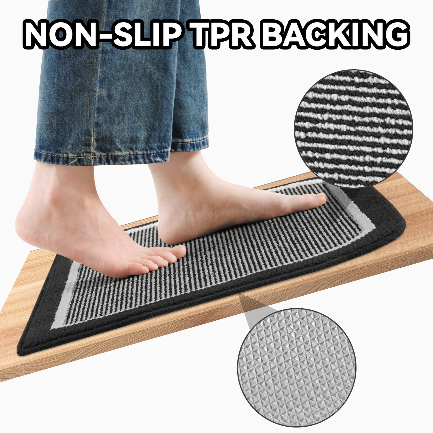 SIXHOME Door Mat Welcome Mat 24"x47" Non-Slip Front Door Mat Absorbent Low Profile Dirt Trapper Indoor Door Mat Ouside Entryway Rug Soft Machine Washable Floor Mat Black
