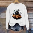thumbnail image 4 of Inverlee Women's Halloween Sweatshirts Cute Pumpkin Ghost Graphic T-shirt Stretch Round Neck Sweatshirt Long Sleeve Holiday Pullover Tops Halloween Gifts, 4 of 6