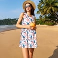 thumbnail image 3 of Xecao Robes d'Été Américaines pour Femmes Robes Décontractées de Plage Sans Manches Robe Évasée avec Poches, 3 of 7