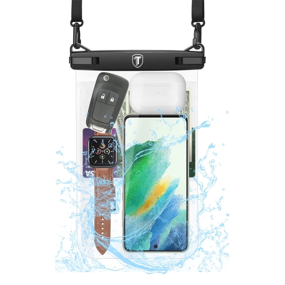 Tekcoo [Up to 10"] Large Capacity Waterproof Phone Case IPX8 [1-Pack] Clear Pouch Lanyard Vacation Dry Bag for iPhone 14/13/12/11 Pro Max/Pro/Xr/Xs/8 Plus, Galaxy S23/S22/S21/S20/Note 20/10/A14/A13