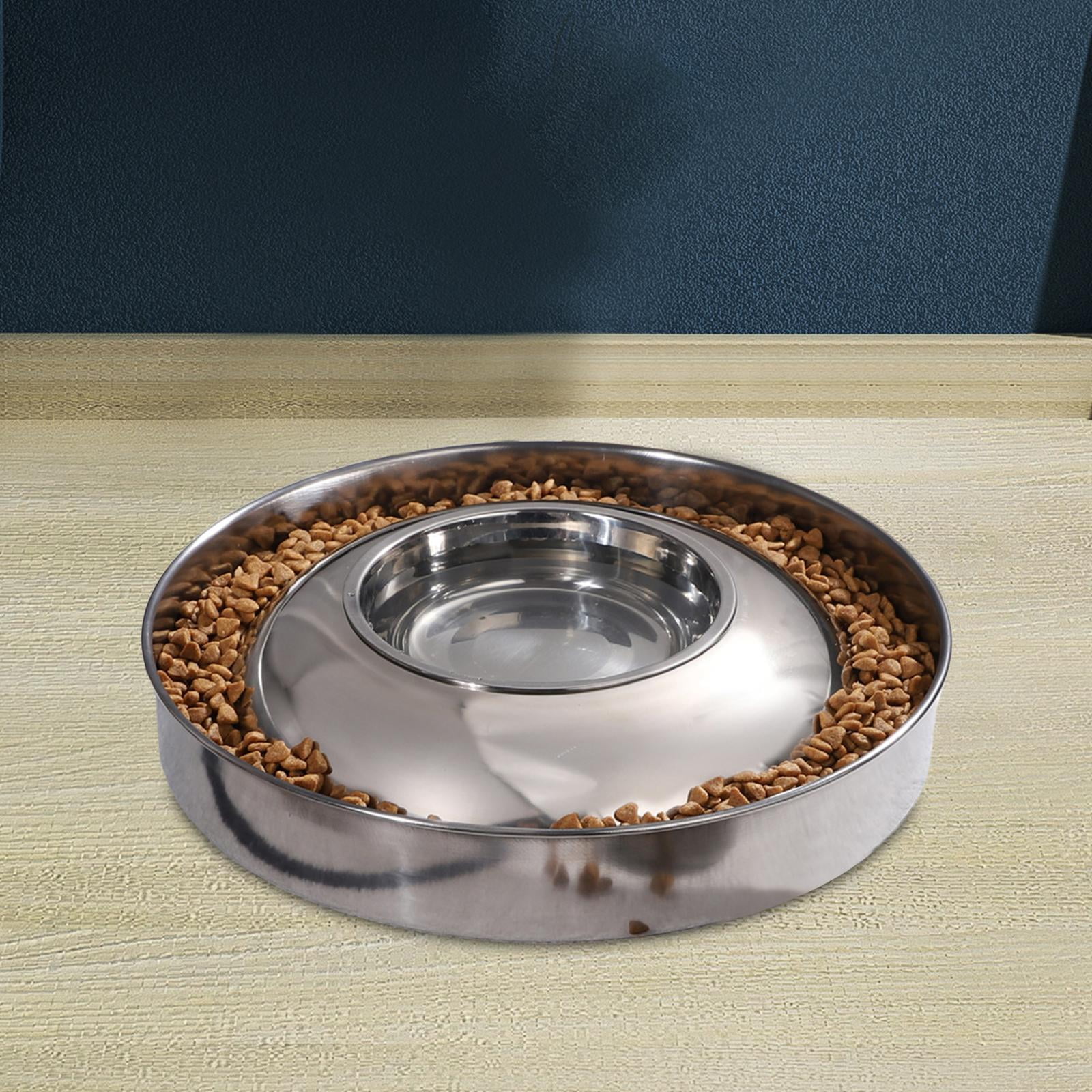 Dog Water and Food Bowl Set Cats Feeder Feeding Dish Water Drinking Bowl Stainless Steel Slow Feeder for Large Medium Small Dogs Other Pets Diameter 36cm
