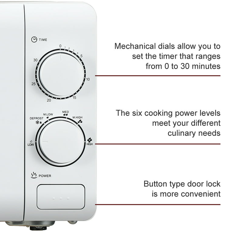 ZOKOP 20MX60-L/White 20L/0.7cuft Conventional Microwave Oven Mechanical  Knob / Button Door Switch 