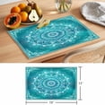 thumbnail image 6 of Boho Turquoise Flowers Placemats Set of 12 Abstract Vintage Ethnic Floral Place Mats Indoor Wipeable Table Mats Washable Cloth Dining Table Placemats for Kitchen Holiday Party Home Decor 13x19 Inch, 6 of 9