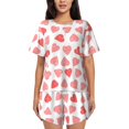 thumbnail image 1 of Fotbe Pink Hearts1 Conjunto de Pijama Estampado para Mujer, 2 Piezas, Ropa de Dormir con Camiseta de Manga Corta y Shorts Suaves-Large, 1 of 6