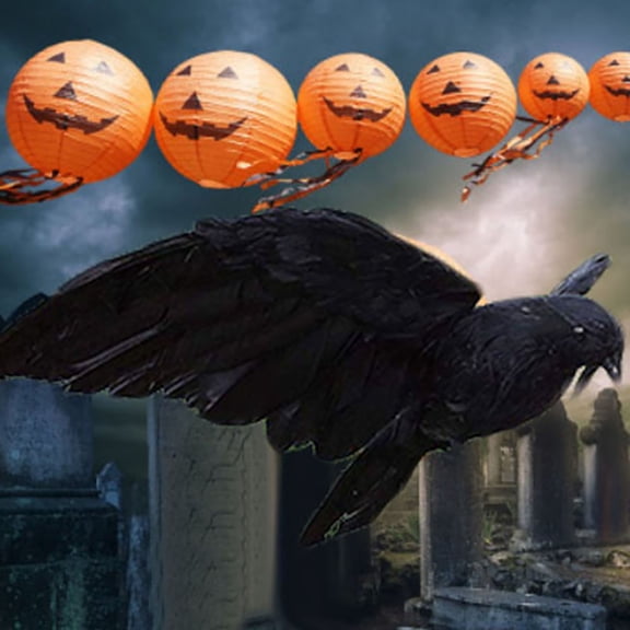 Ayyufe Halloween Decorations Halloween Home Decor Crow Prop Handmade Raven Shape Black Stand Fly Crows Prop for Outdoor