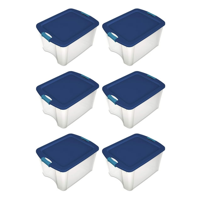 Sterilite Contenant de Rangement Empilable de 18 Gal Latch and Carry, Transparent (Lot de 6)