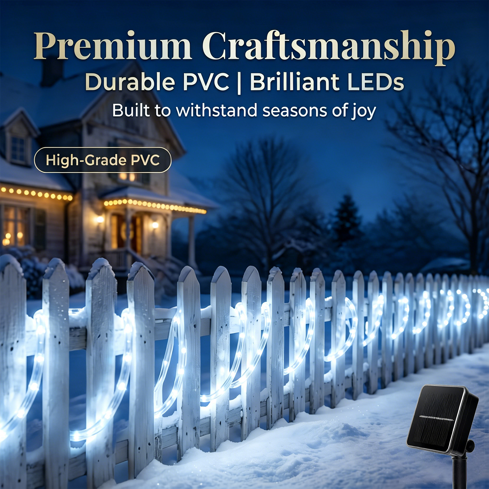 Rirool 2-Pack Solar Rope Lights 33ft 100 LED White 8 Modes photo 4