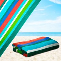 Variety 4-Pack Cotton Velour Striped Beach Towel Pool Oversized, 34" x 64"