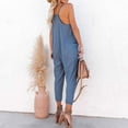 thumbnail image 5 of ZZwxWA Women Spaghetti Strap Jumpsuits Summer Casual Sleeveless V Neck Thin Shoulder Strap Adjustable Jumpsuit with Pockets, 5 of 7