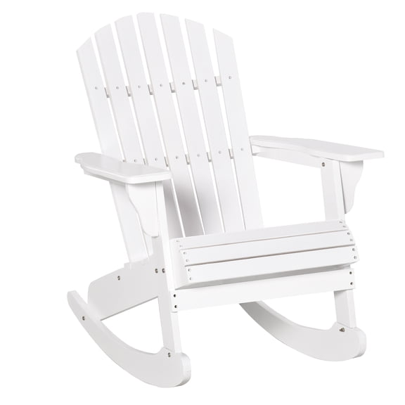 Homiyad Snowy White Adirondack Rocking Chair for Outdoor Spaces, Slatted Back Design|Aosom.com