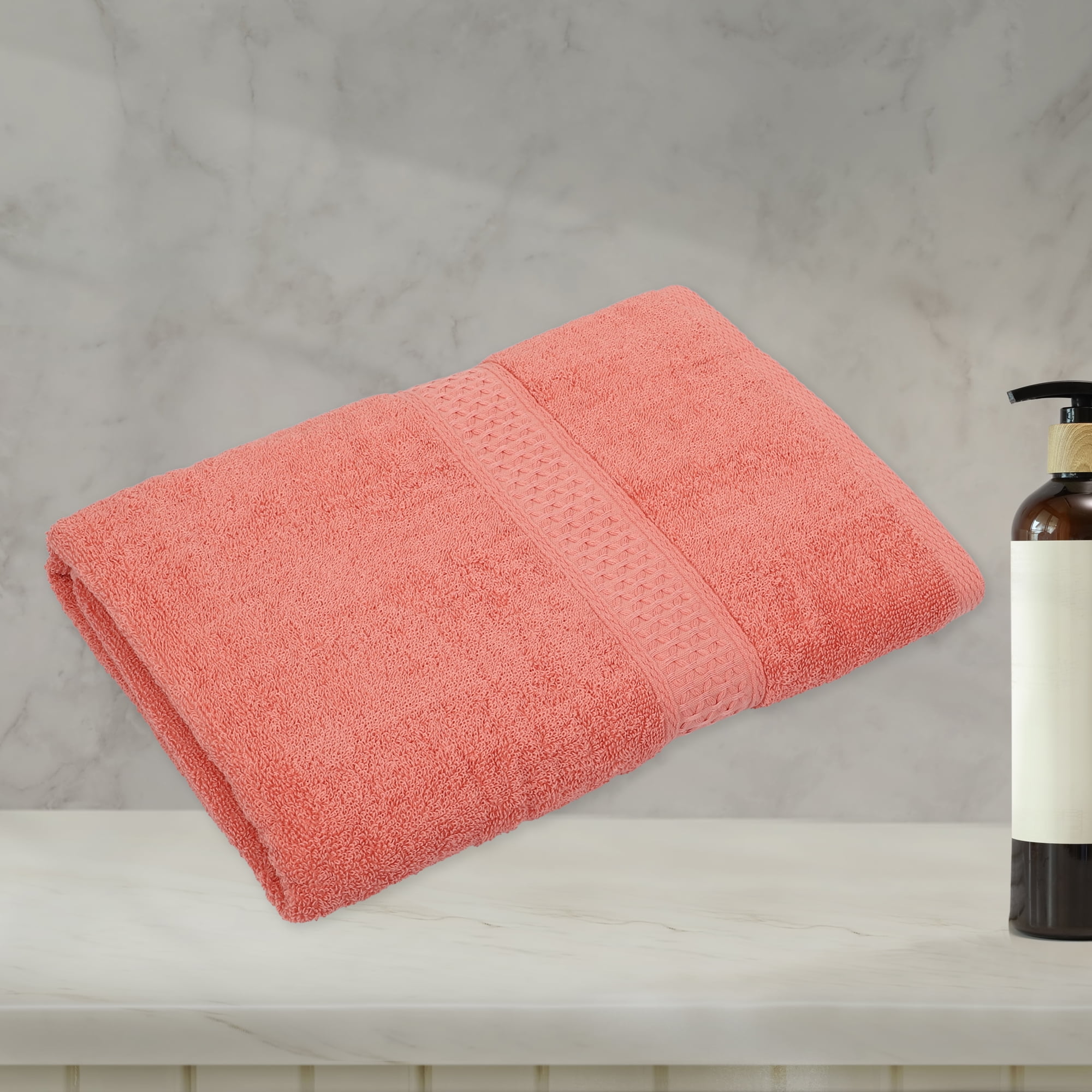 Unique Bargains 1 Pcs Cotton Bath Towel Plain Soft Absorbent Red