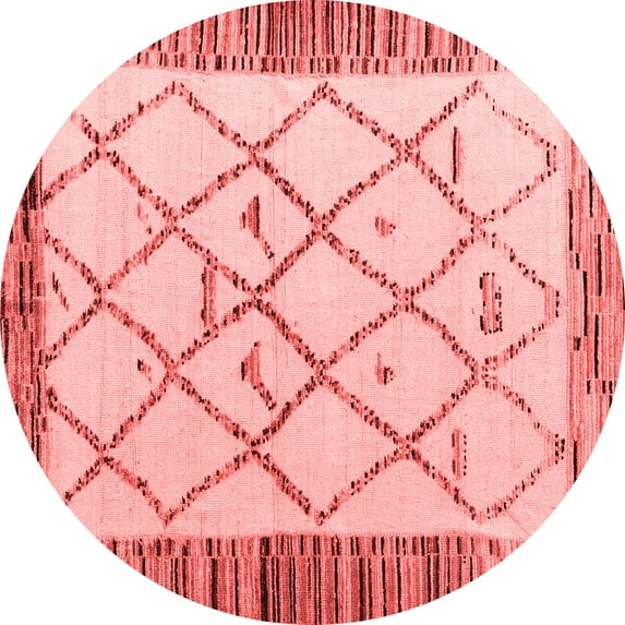 Ahgly Company Indoor Round Solid Red Modern Area Rugs, 4' Round