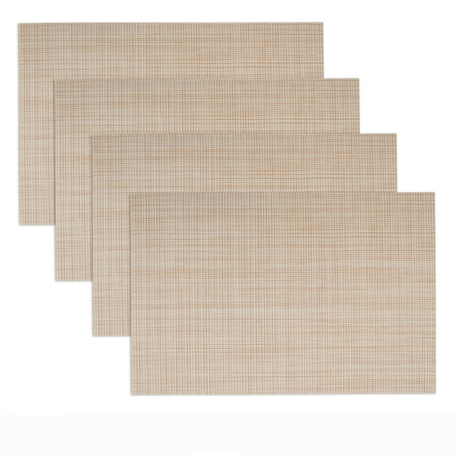 Aspire 4 Pcs Ensemble de Table Isolant Décoratif en PVC, Tapis de Table Lavables-Beige1