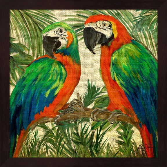 Island Birds Square on Burlap I by Julie DeRice, Framed Wall Art, 13.25W x 13.25H