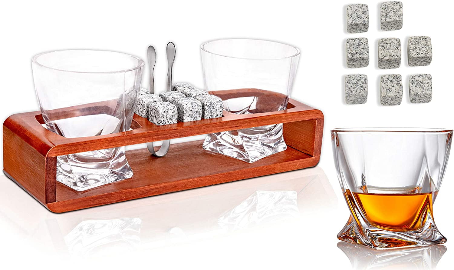 Hand Blown Double Walled Whiskey Glasses Set of 2 With luxury Gift Box Home Bar 