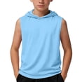 thumbnail image 4 of Jalioing Kids Workout Tops Sleeveless Hooded Athletic Shirts Big Boys Girls Summer Casual Solid Color Sport Hoodies, 4 of 6