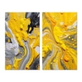 thumbnail image 2 of Designart "Cosmic Vibrations in Yellow and Grey II" Abstract Wall Art Set Of 2 - Yellow Abstract Canvas Set For Living Room Decor, 2 of 7
