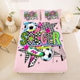 thumbnail image 5 of Erosebridal Football Games Theme Bed Sheets,Soccer Sport Classic Geometric Plaid Kids King Sheets For Girls 4 Pieces, 5 of 6