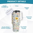 thumbnail image 2 of Yayeee 30oz Stainless Steel Tumbler with Straw and Handle Double-Wall Insulated Travel Water Bottle, Watercolor Wildflowers, 2 of 8