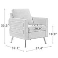 thumbnail image 2 of Modern Accent Chair for Living Room, Armchair ith Golden Metal Legs and Thin Strip Shape Arms, Upholstered Single Sofa Chair for Bedroom, Home Office, 330LBS Weight Capacity, Ivory, 2 of 7