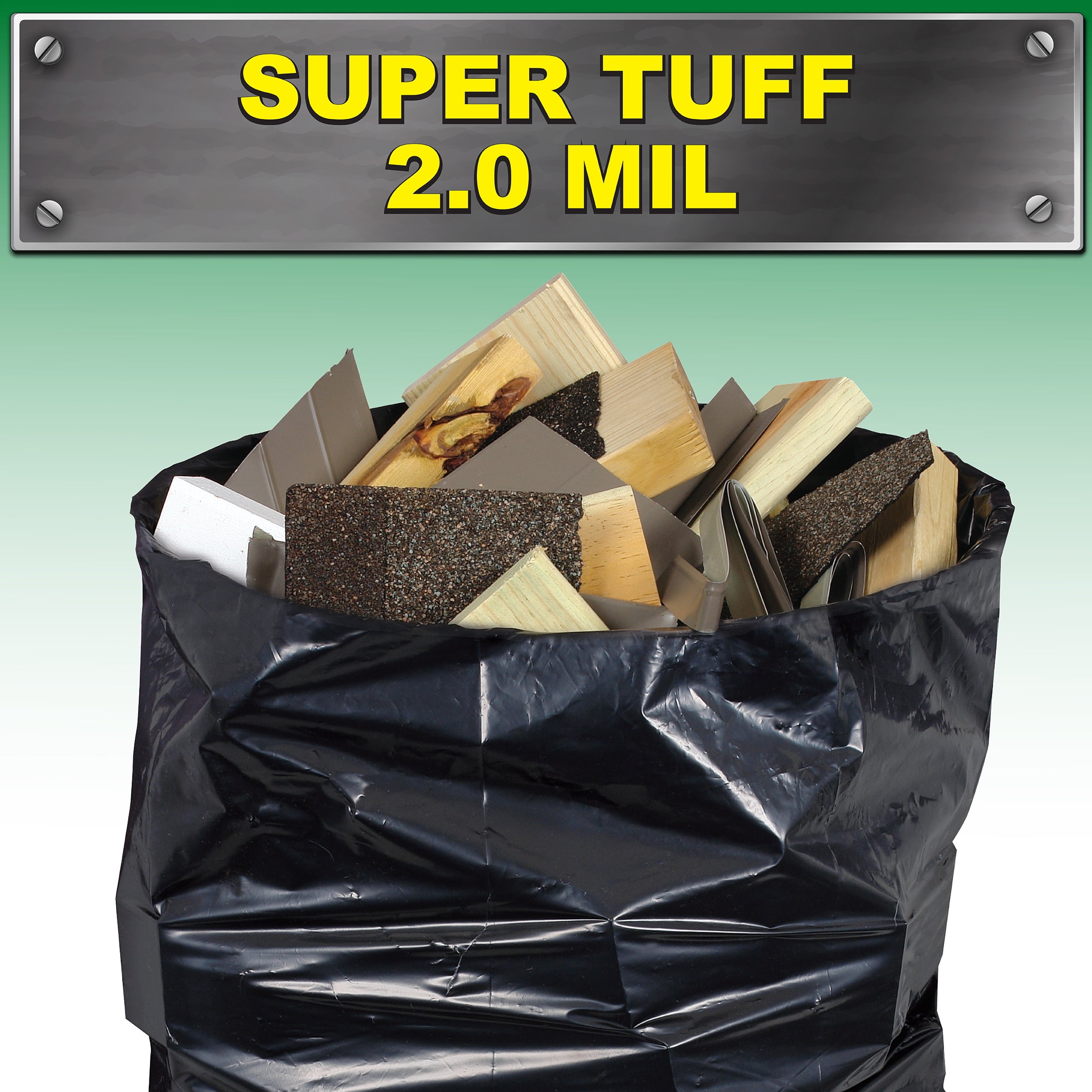 (4 pack) Brute Super Tuff Contractor Trash Bags, 45 Gallon, 20 Bags