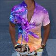 thumbnail image 2 of Camisas De Vestir Para Hombre Manga Corta Hombres Casual Manga corta Primavera Verano Turndown Neck 3D Impreso Camisas Moda Top Blusa Camisas (Purple, XL), 2 of 4