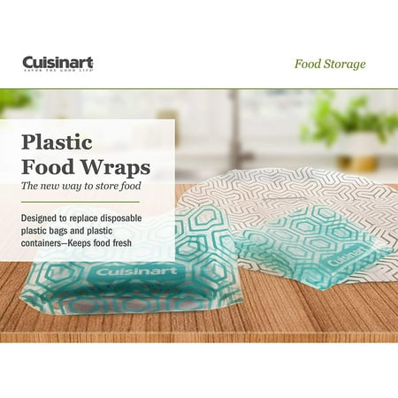 Cuisinart Reusable Food Wraps Food Storage Containers Plastic Wrap, 2 Pack