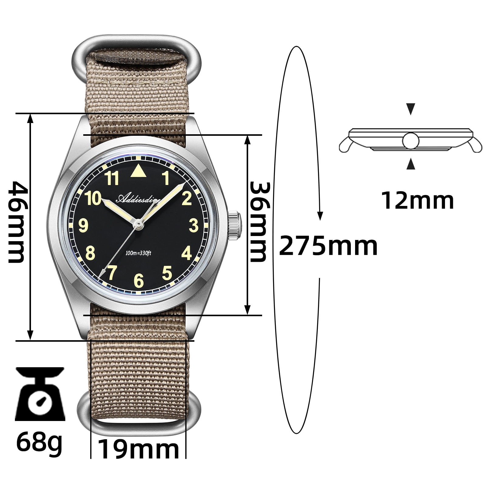 ADDIESDIVE Men's Diver Watch - 36mm Japanese VH31 Quartz Watch, 316L Stainless Steel, 100m Waterproof, Analog Watches with Luminous Military Style for Men