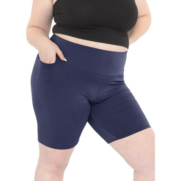 Stretch Is Comfort Women's High Waist Biker Shorts with Pocket | Adult Small- 5x