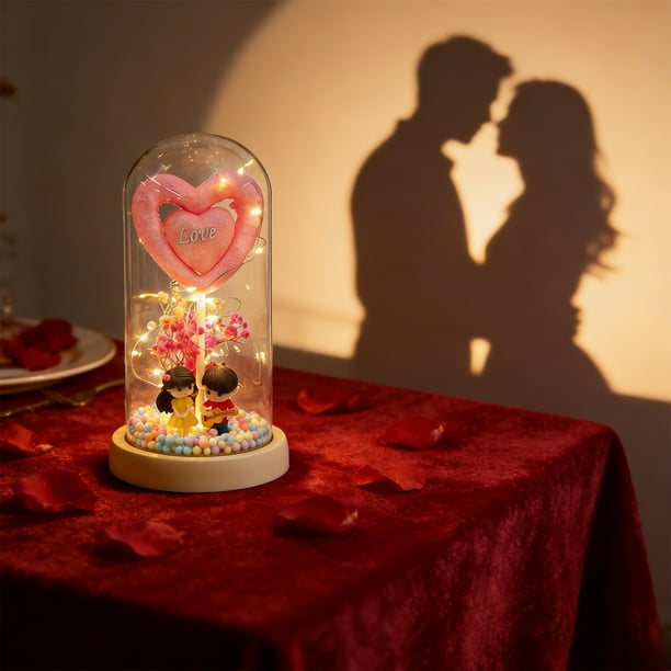 Luz nocturna decorativa en forma de corazón | Lámpara de mesa para San Valentín, ideal para dormitorio, bar y cafetería | Luz LED de ambiente rosa, morado y azul