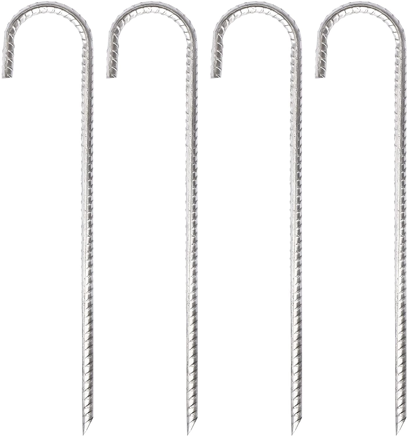 Canopy Black Fence Pack of 4 Eurmax USA 12 inch Galvanized Rebar Stakes Heavy Duty J Hook Tent Stakes Ground Anchors for Trampoline 