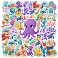 thumbnail image 1 of 35pcs-50pcs Colorful Marine Stickers Cute Ocean Stickers Cheerful Cartoon Decals for Laptops Suitcases, 1 of 5