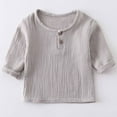 thumbnail image 2 of ameIAEA Toddler Shirts Boys Girls Long Sleeve Button Shirt Solid Color Crewneck Tops 1-6T, 2 of 3