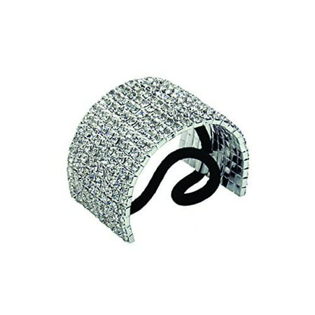 Rhinestone Ponytail Holder by Crystal Avenue | Stretchy Elastic Hair Tie | Silvertone with Sparkling (Best Ponytail Holders For Thin Hair)