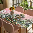 thumbnail image 3 of Snowman Christmas Table Cloths for 5 Foot Rectangle Tables, Green Xmas Tree Ball Snowflake Winter Patio Waterproof Elastic Fitted Tablecloths, Washable Rectangular Table Cover for Camping, 3 of 8