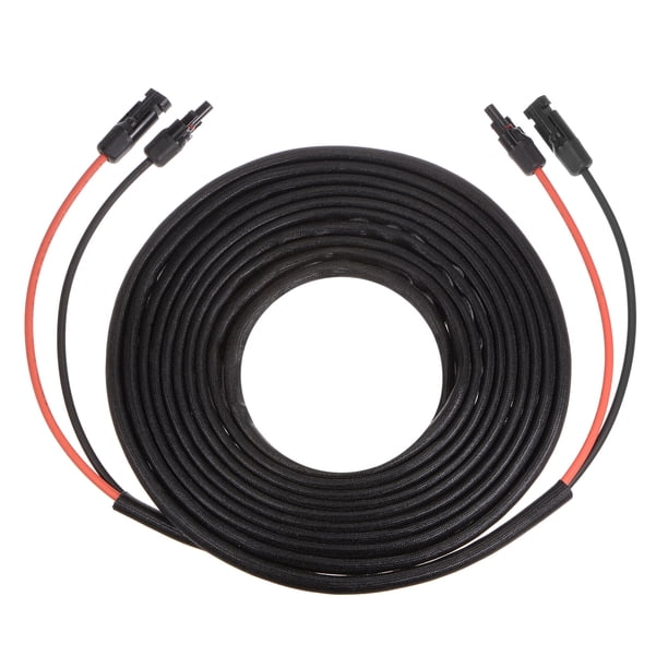 Cable Solar 25 Pies 10AWG 6mm2 Cobre Estañado con Hembra y Conector Macho Negro Rojo Unique Bargains